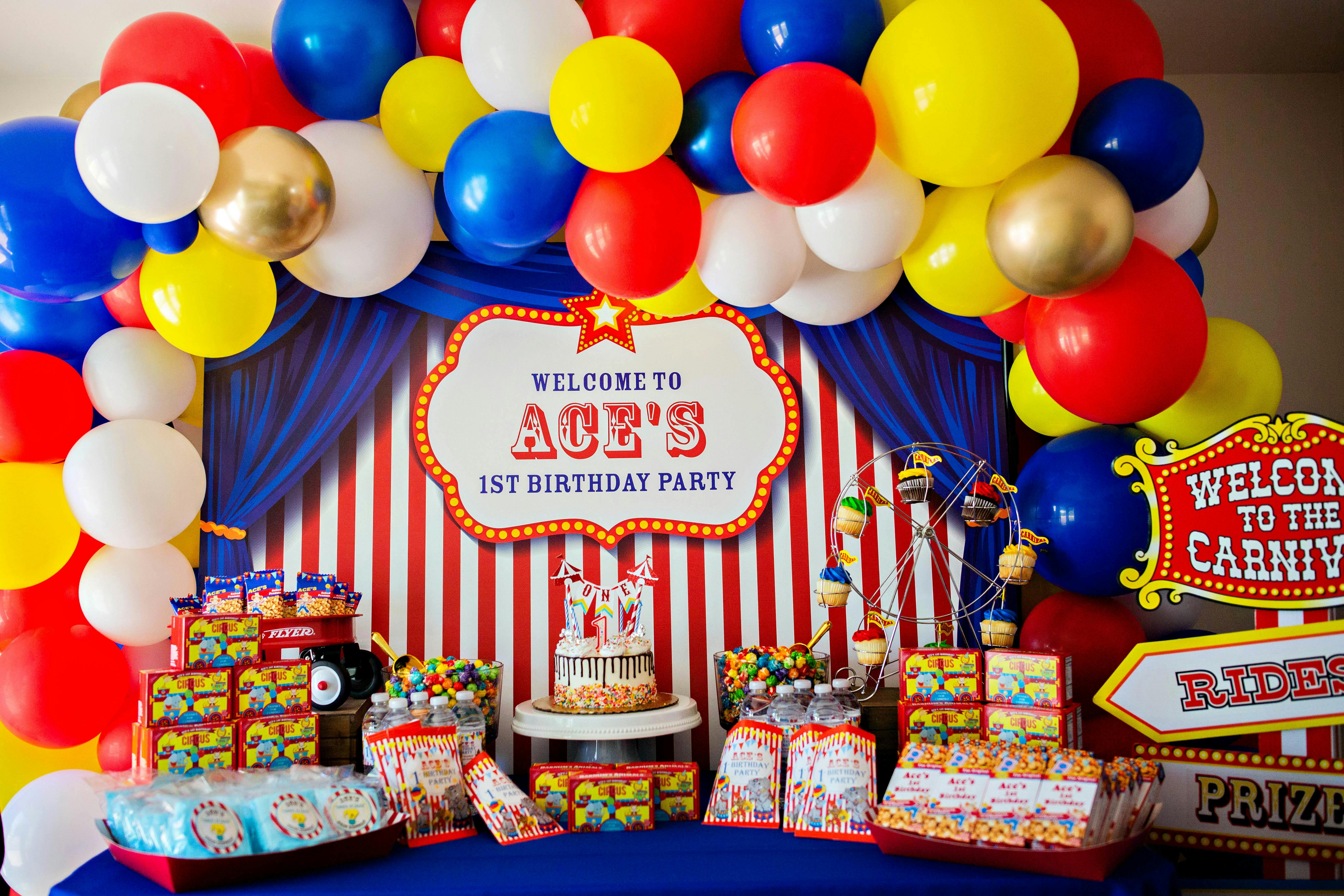 Carnival themed 1st Birthday party
